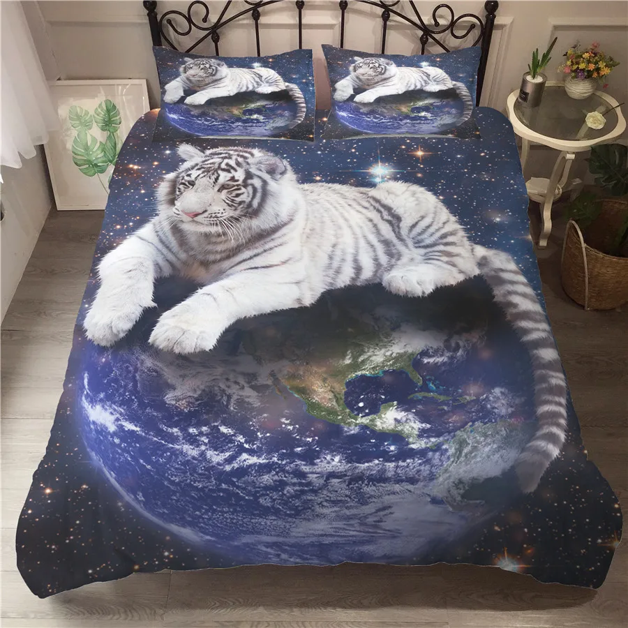 

A Bedding Set 3D Printed Duvet Cover Bed Set Tiger Home Textiles for Adults Bedclothes with Pillowcase #LH09