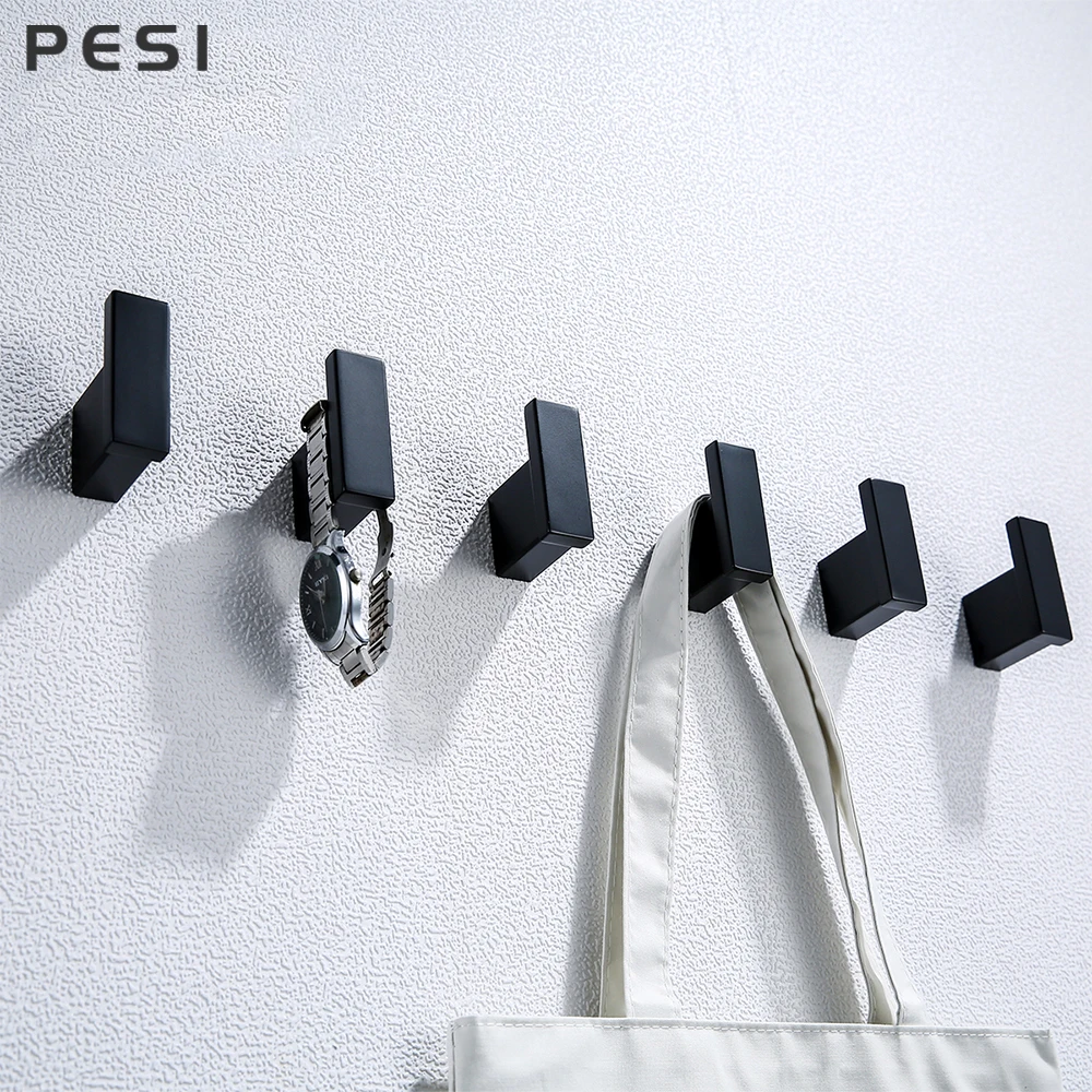 Black Wall-mounted Stainless Steel Clothes Hook Toilet Paper Holder Towel Bar Kitchen Facilities Hardware Bathroom Accessories.