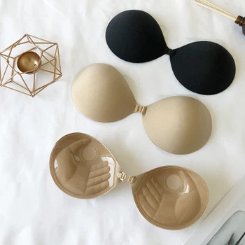 

Sexy Lingerie Women Thicken Adhesive Seamless Strapless Bra Front Closure Push Up Silicone Lift Sticky Bra Invisible Plus Size