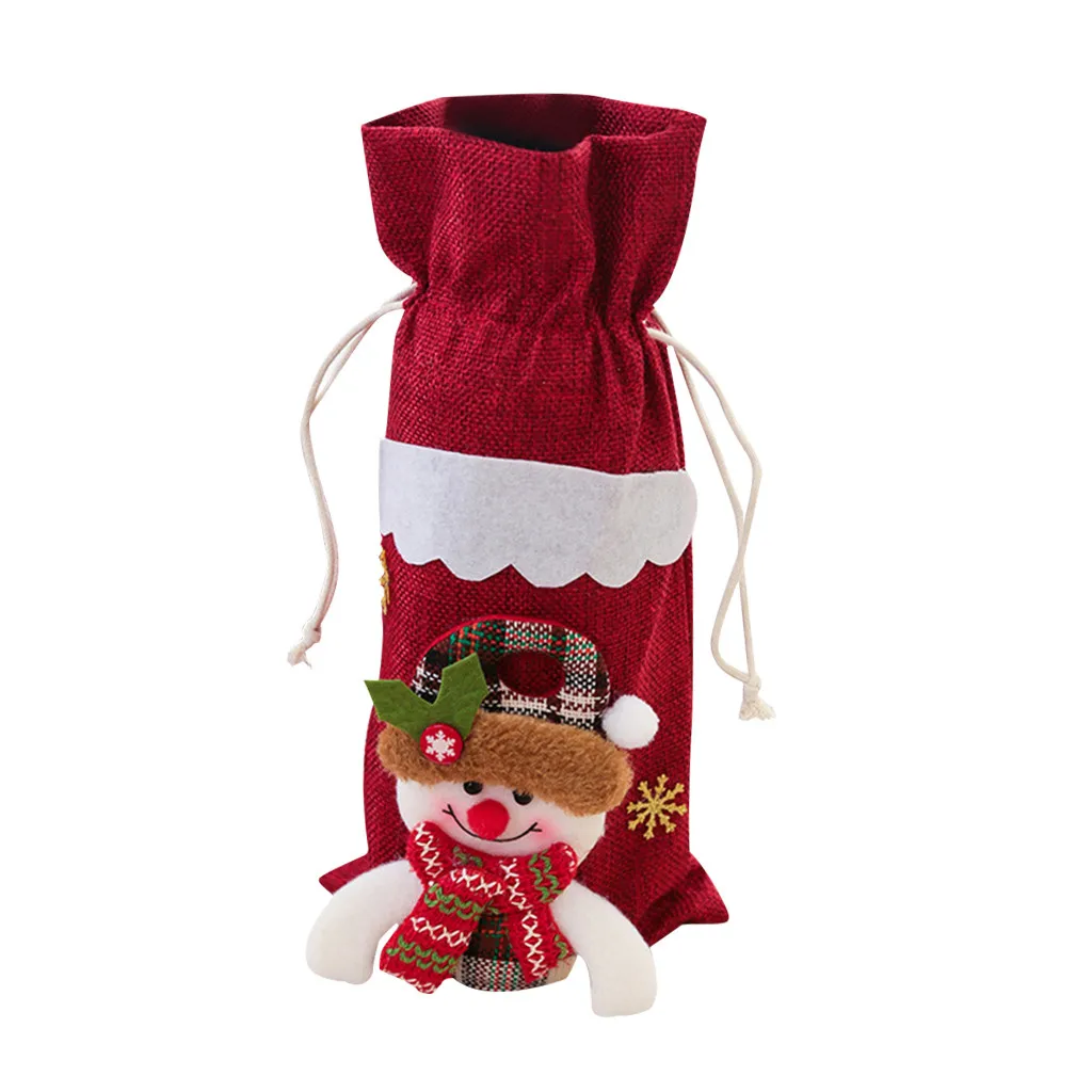 New Year Christmas Wine Bag Machine Embroidered Wine Bottle Set Table Decoration Supplies Christmas Gift New Year Gifts Navidad