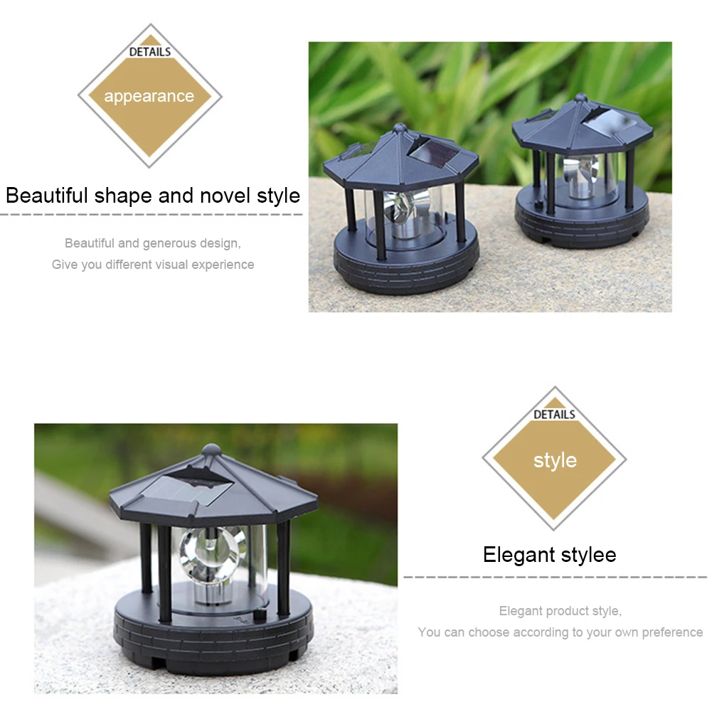 konkurs konsensus Udelukke Lighthouse Solar Powered LED Light Garden Outdoor Rotating Beam Lamp  Outdoor Garden Rockery Yard Lighting Decoration _ - AliExpress Mobile