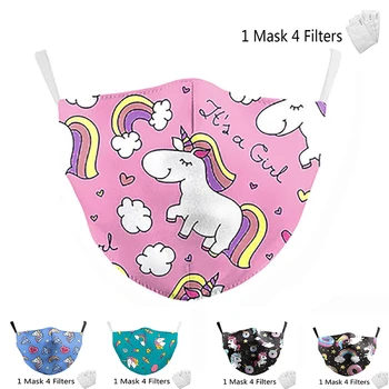 

Cute Mask Print Pink Cartoon Unicorn Face Masks Adult Protective PM2.5 Reusable Fabric Mask Cute Mouth Cover Washable