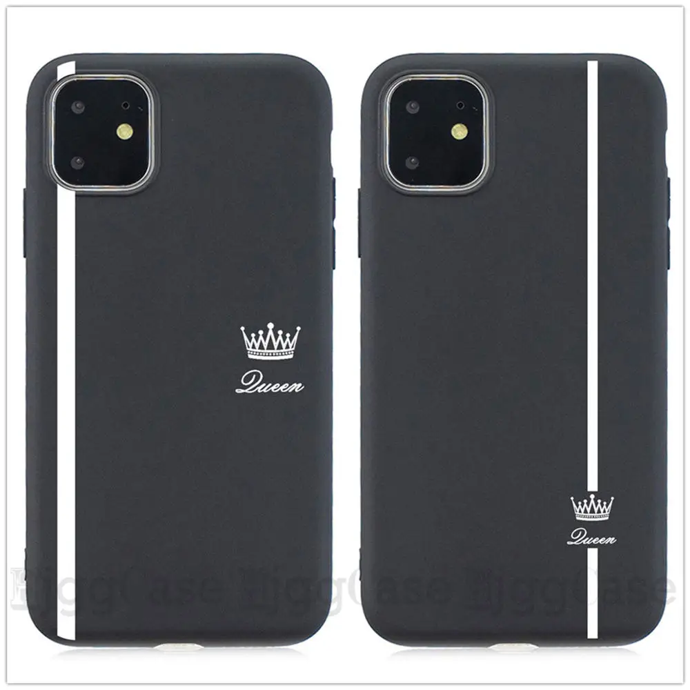 King Queen Lovers Couple Case For iPhone 11 12 Pro XS MAX X XR 7 8 6 6s Plus 5S SE Black Silicone Soft Phone Cover Coque | Мобильные
