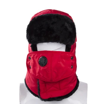 

Men Women Winter Russian Hat Trooper Snow Ski Ushanka Waterproof Warm Hat Skiing Bibs Caps