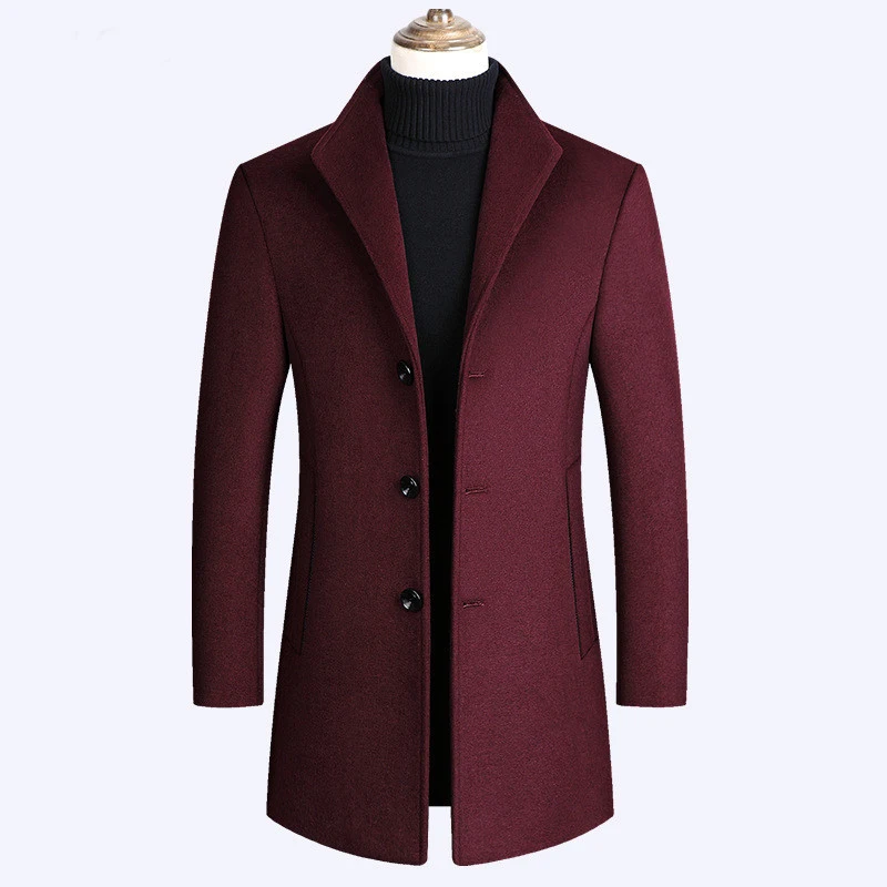 Мужские шерстяные пальто, осенне-зимние однотонные высококачественные модные деловые мужские шерстяные пальто, роскошное шерстяное пальто, новое
