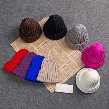 

New 2020 Fashion Simple Knitted Hat Girl Boy Women Men Causal Style Acrylic Warm Beanie Cap Headwear Head Ear Warmer Hat