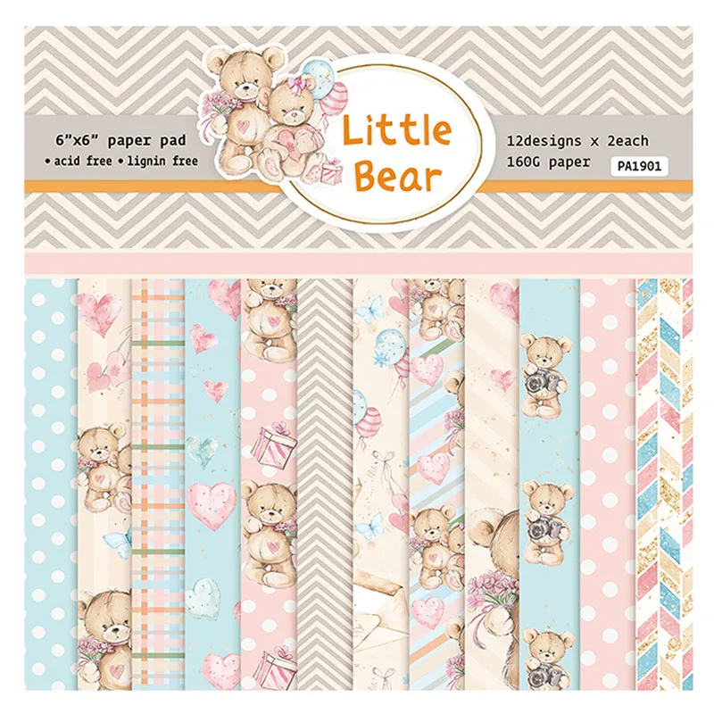 

6 Inch Craft Paper For Baby Scrapbooking DIY Alubm Mixed 24 Sheets