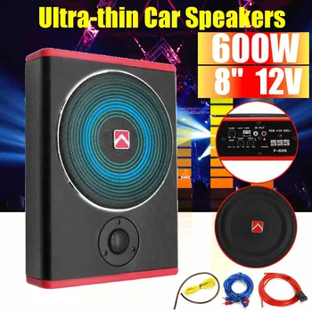 

8 Inch 600W Car Subwoofer Car Audio Slim Under Seat Active Subwoofer Bass Amplifier Speaker Car Amplifier Subwoofers Woofer