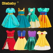 Новогодний Рождественский костюм платье для малышей платье для маленьких девочек с принтом Жасмин Мулан Тиана Мелинда принцесса Елена платье на возраст 1, 2, 3, 4, 5, 6 лет