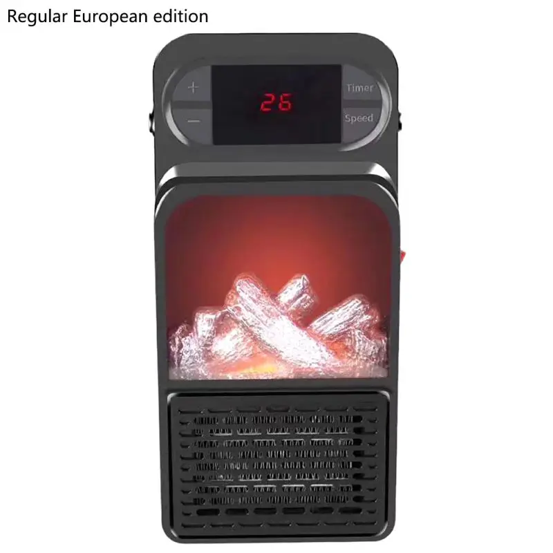 Mini Electric Wall-outlet Flame Heater Air Warmer PTC Ceramic Heating Stove Radiator Household Wall Handy Fan - Цвет: EU Plug