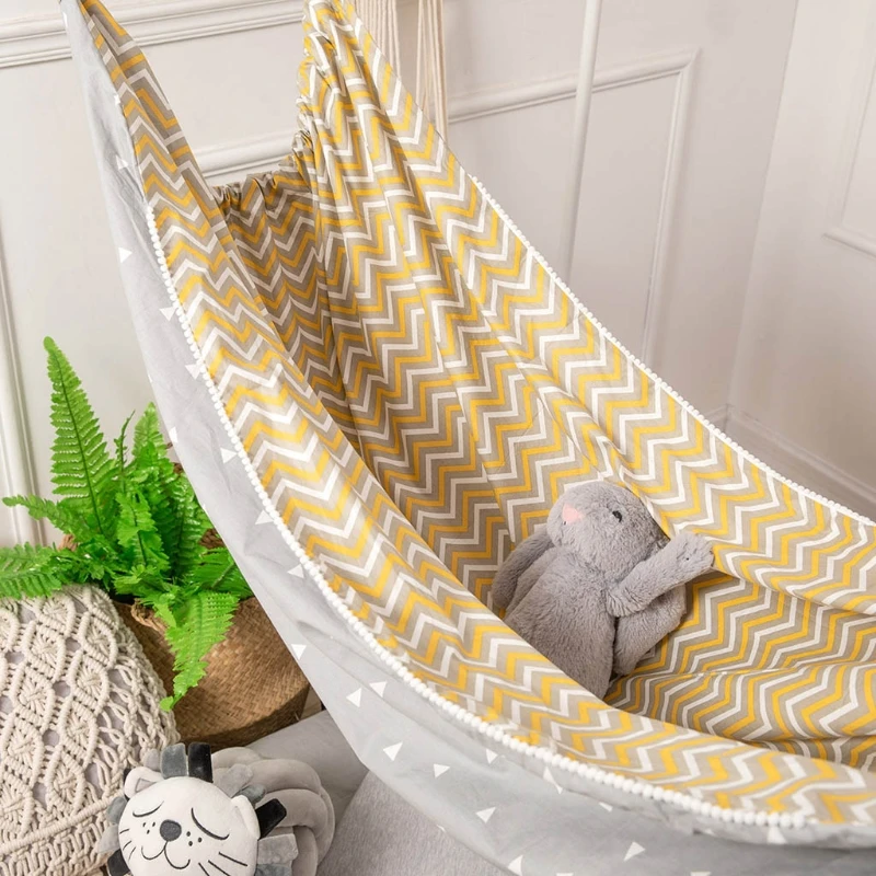 Children Hammock Swing Kids Cotton Cloth Bag Chair Baby Room Home Decor Indoor Outdoor Hanging Basket 4