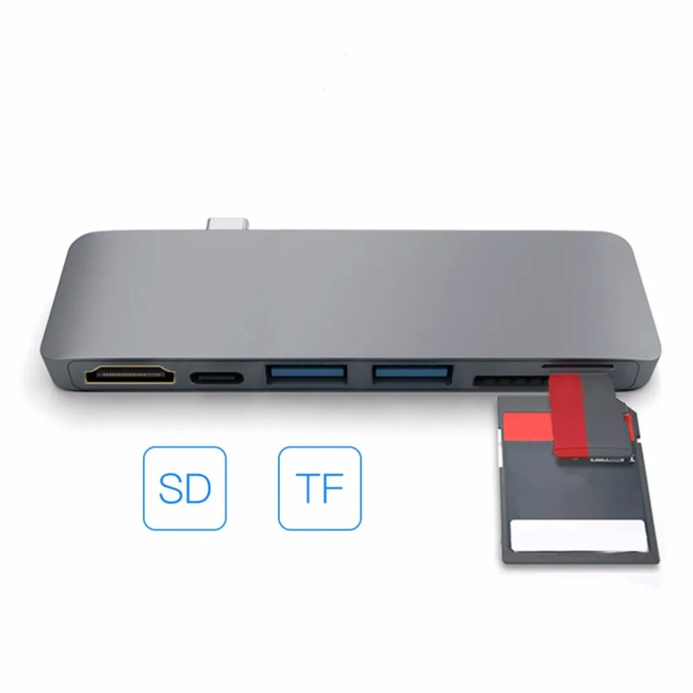 High-performance Ultra-Slim Portable Type-C to HDMI Hub PD-Power with Secure Digital / TF Card Reader for Macbook Laptop