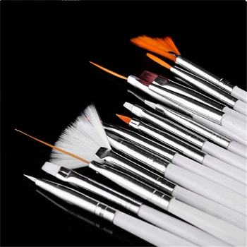 

Liner Dotting Fan Design Acrylic Builder Flat Crystal Painting Drawing Carving Pen UV Gel Manicure Tool Set Nail Art Brush 15PCS