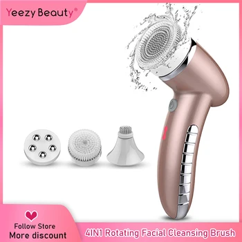 

4 IN 1 Facial Cleansing Brush Sonic Vibration Mini Face Cleaner Silicone Deep Pore Cleaning Electric Face Massage Waterproof