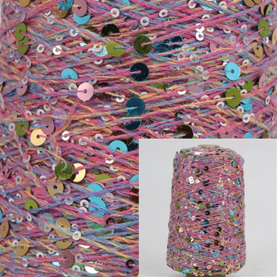 Пряжа с Ппайетками 50G Acrylic Hand Knitiing Yarn Cotton Wool Crochet Yarn 3mm+6mm Sequins Thread for DIY Grament 6