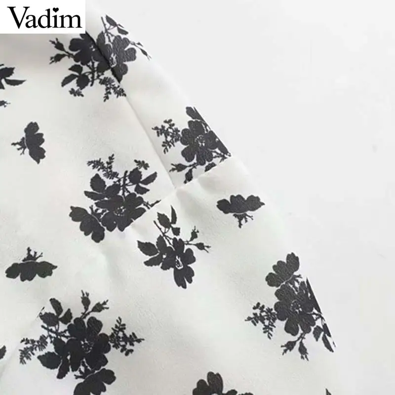 Vadim Женская шикарная белая блузка с цветочным принтом и длинным рукавом, офисная одежда, Женская Повседневная рубашка с карманами, неправильный базовый топ, blusas LB522