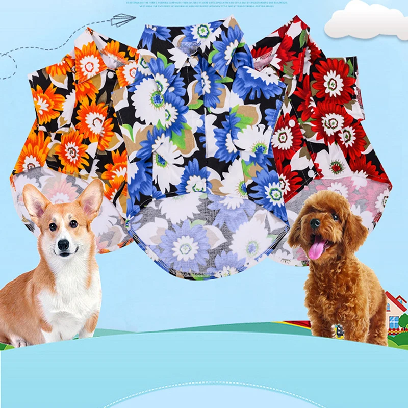 

Dog Clothing Hawaii Style Pet Colorful Summer Hawaii Style Costume Cool Breathable Chiffon Short Sleeve Printed Shirt For Dogs
