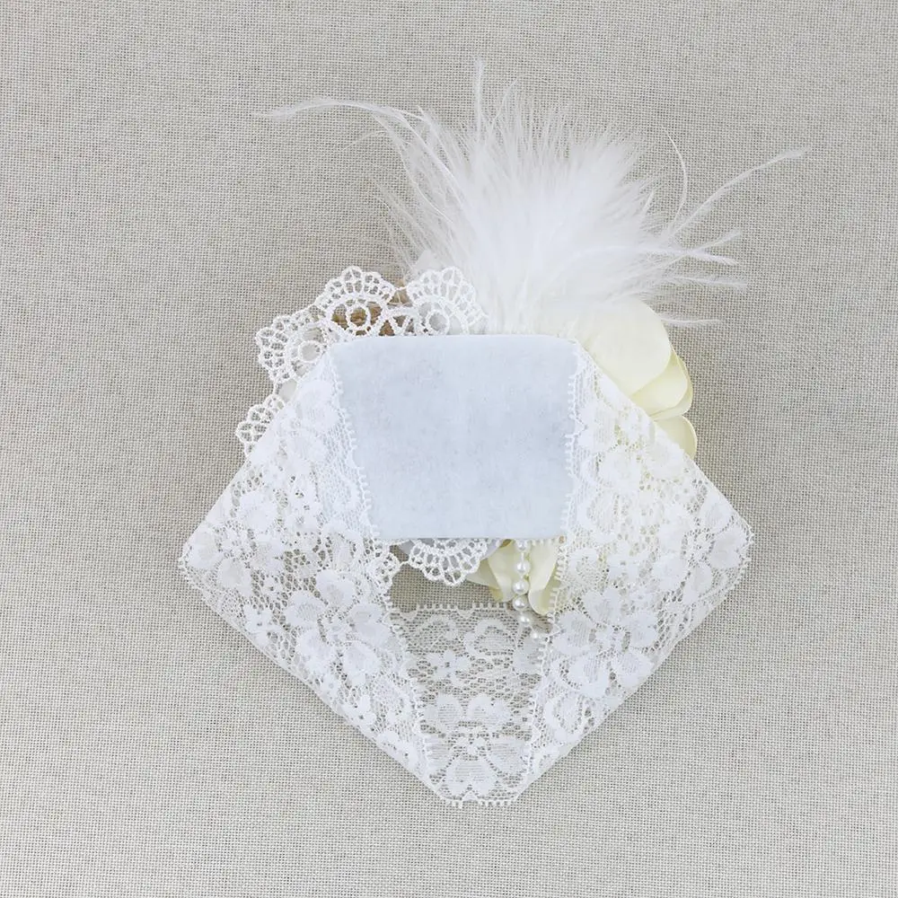 Vintage Flower Headband Baby Girls Headwraps Newborn Photography Props Gifts Lace Elastic Hair Bands Pearl Feather Accessories 4