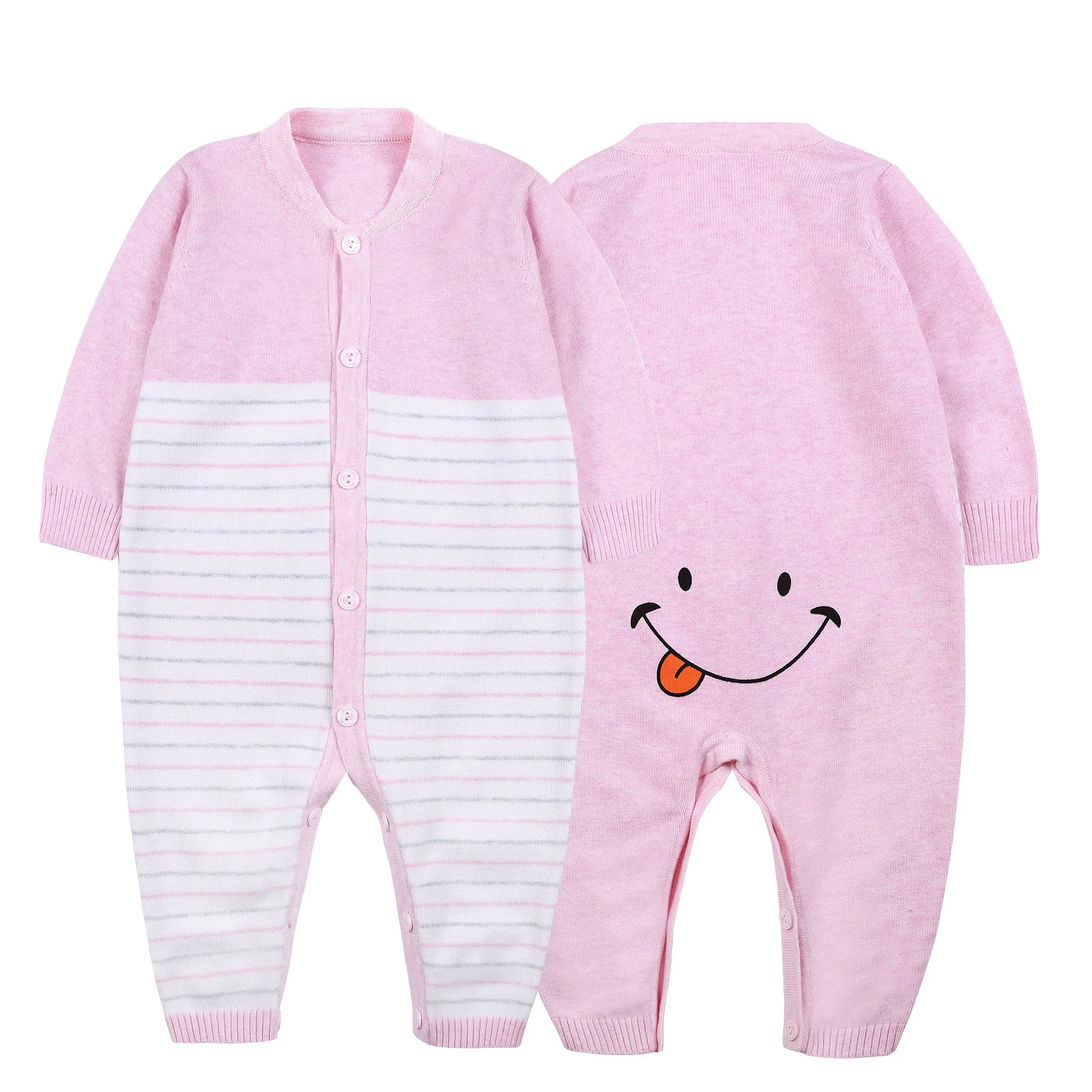 

Spring New Style Knitted Cotton Class a Baby Onesie Solid Color Casual Pants Can Open Files Baby Rompers