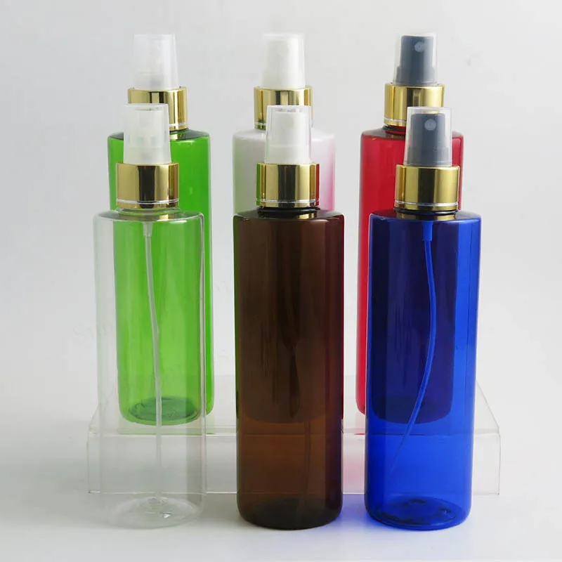 30 x Empty Clear Amber Blue White Green Red Plastic Flat Shoulder Round Spray bottle Liquid Perfume Mist Sprayer Bottle 250ml | Красота и