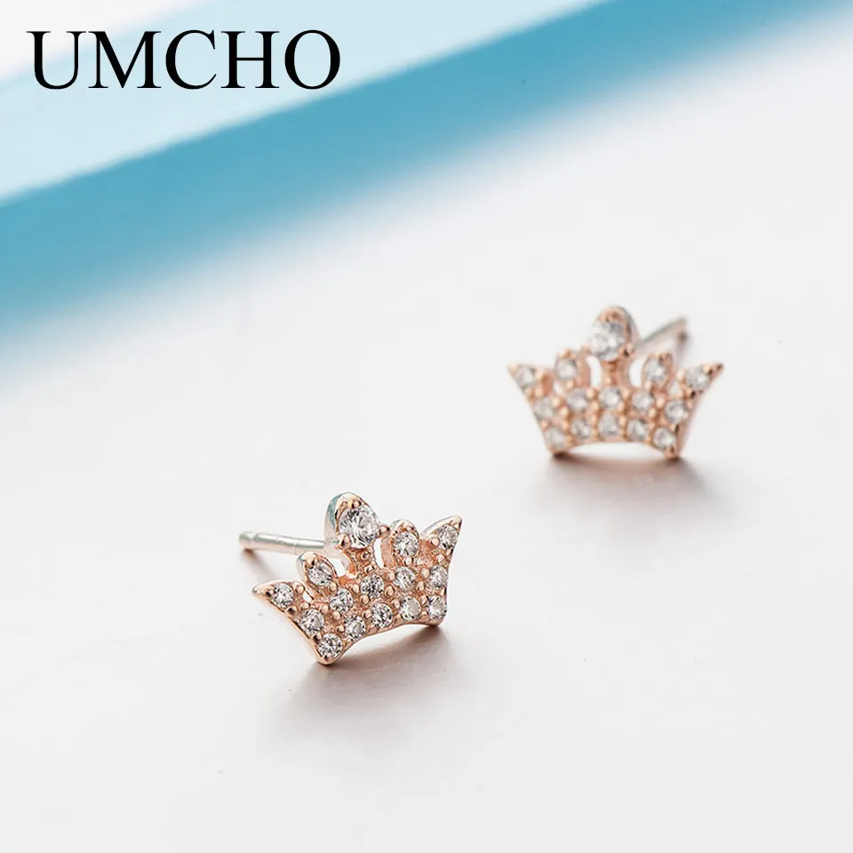 UMCHO Crown, настоящее 925 пробы, серебряные ювелирные изделия, серьги с цирконием кубической огранки для женщин, подарки на день рождения, хорошее ювелирное изделие