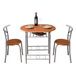 Коричневый деревянный ПВХ стол для завтрака (один стол и два стула) ПВХ стол для завтрака для кухни товары для дома