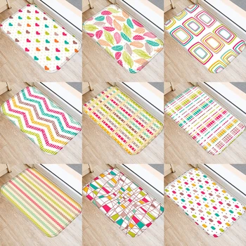 

1pcs 40*60cm Geometric Stripe Pattern Anti-Slip Suede Carpet Door Mat Doormat Outdoor Kitchen Living Room Floor Mat Rug 48298