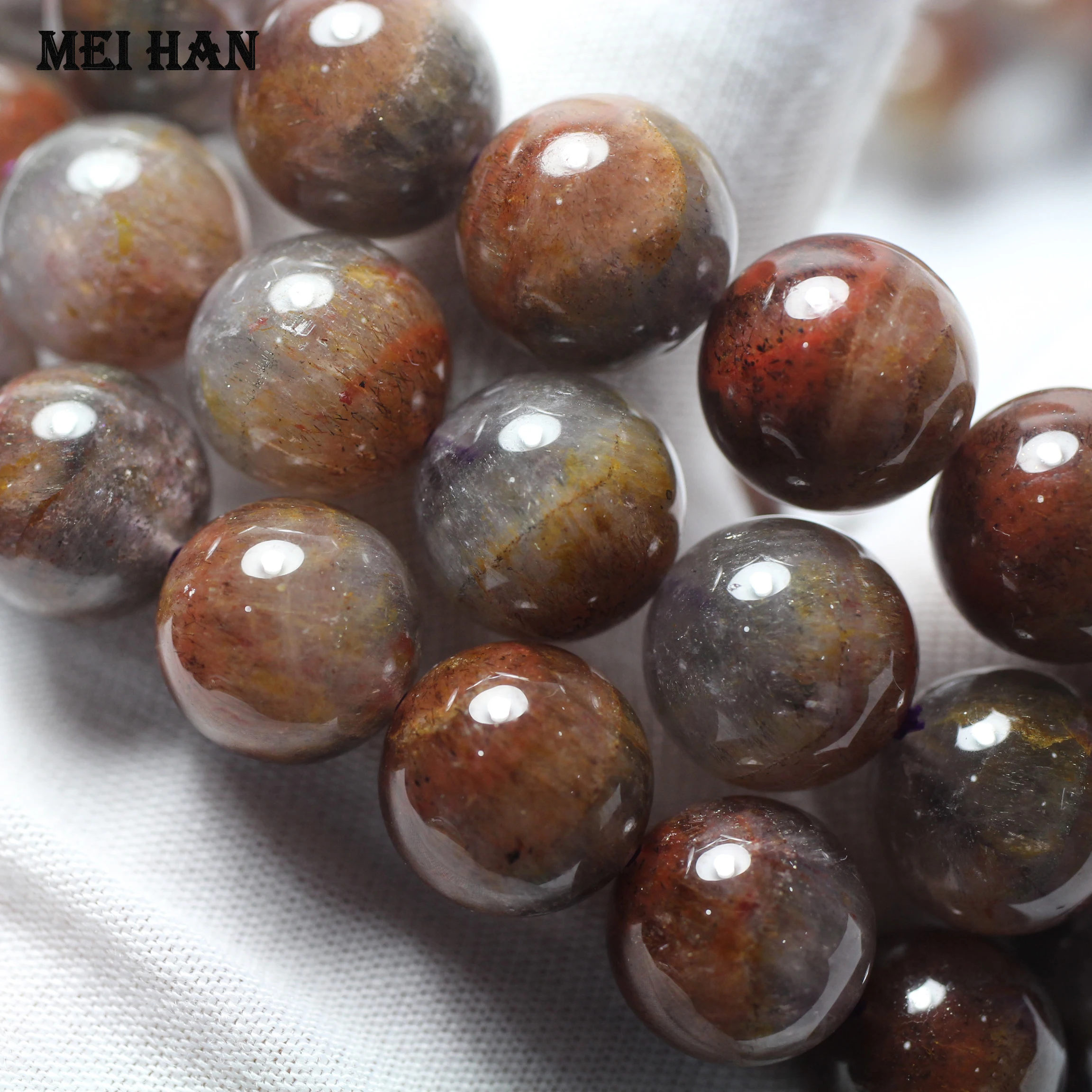 Freeshipping (1 bracelet) Natural 13-14mm rare Auralite 23 quartz smooth round stone beads for Christmas gift jewelry making | Украшения и
