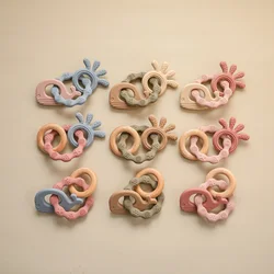 1pc Baby Teether Silicone Bracelet BPA Free  Cute Animal Silicone Pendant Wood Ring  Teething Rattle for Baby Accessories Toys