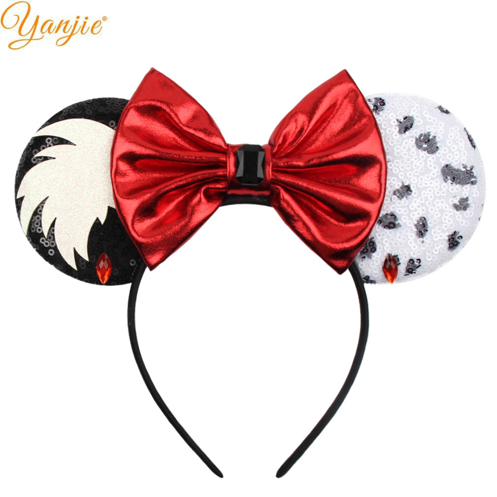 YANJIE 2022 Popular Mouse Ears Headband Sequins Hair Bows Charactor For Women Festival Hairband Girls Hair Accessories Party star hair clips Hair Accessories