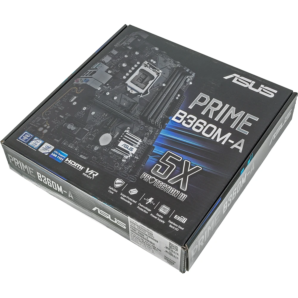 Материнская плата Asus PRIME B360M-A Soc-1151v2 Intel B360 4xDDR4 mATX AC`97 8ch(7.1) GbLAN+VGA+DVI