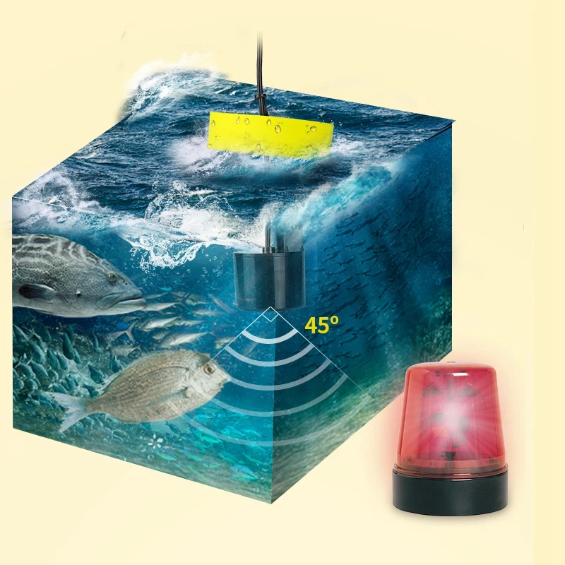 Xf02 45 Degrees Portable Wired Sonar Sounder Fish Finder Depth 100M Echo Sounder For Fishing In Russian Alarm Fishfinder