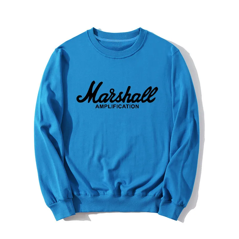 Женские толстовки с капюшоном, новая осенняя Толстовка с принтом MARSHALL Amplication, пуловер с круглым вырезом, женский спортивный костюм размера плюс S-3XL, одежда - Цвет: Peacock Blue-H
