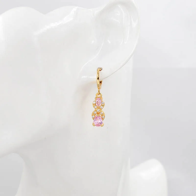 pink Bague Ringen, натуральная 925 пробы, висячие серьги с зеленым Перидотом, элегантные драгоценные камни, свадебные украшения для женщин, подарок - Цвет камня: pink