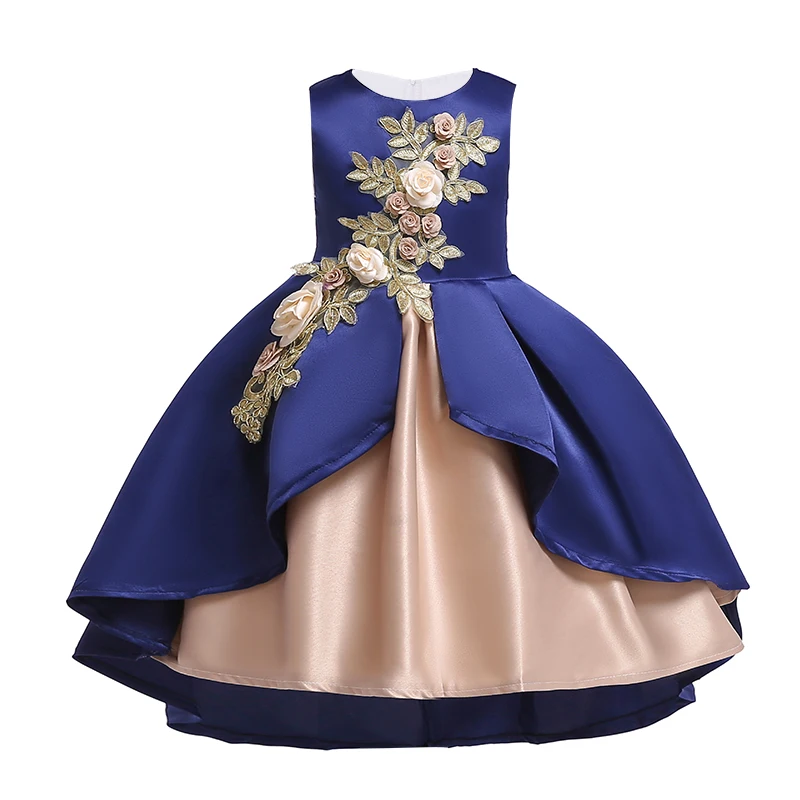 Royal blue Платье для девочек на день рождения, карнавал, Рождество, платье для девочек, милое платье принцессы, платье для выпускного вечера, детская одежда, От 2 до 10 лет - Цвет: Royal blue