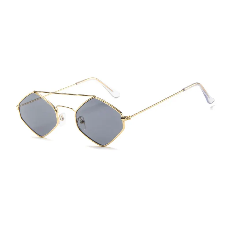 HUHAITANG брендовые модные квадратные солнцезащитные очки для женщин Роскошные Металлические шестигранные солнцезащитные очки мужские уличные тени маленькие солнцезащитные очки для женщин s - Цвет линз: Gold Black