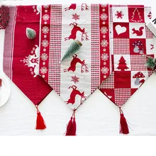 Рождественская скатерть 35x175 см, льняная скатерть с буквенным принтом, прямоугольные скатерти с флагом, вечерние рождественские украшения, Прямая поставка/C