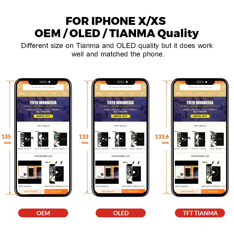 Класс Tianma OLED OEM для iPhone X/XR ЖК-дисплей сенсорный экран с дигитайзером запасные части для сборки черный