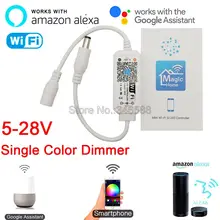Magia Casa Mini WiFi LED Controlador Dimmer 5-28V Telefone App Amazone Alexa Inicial do Google Voice Control para única Cor Tira CONDUZIDA