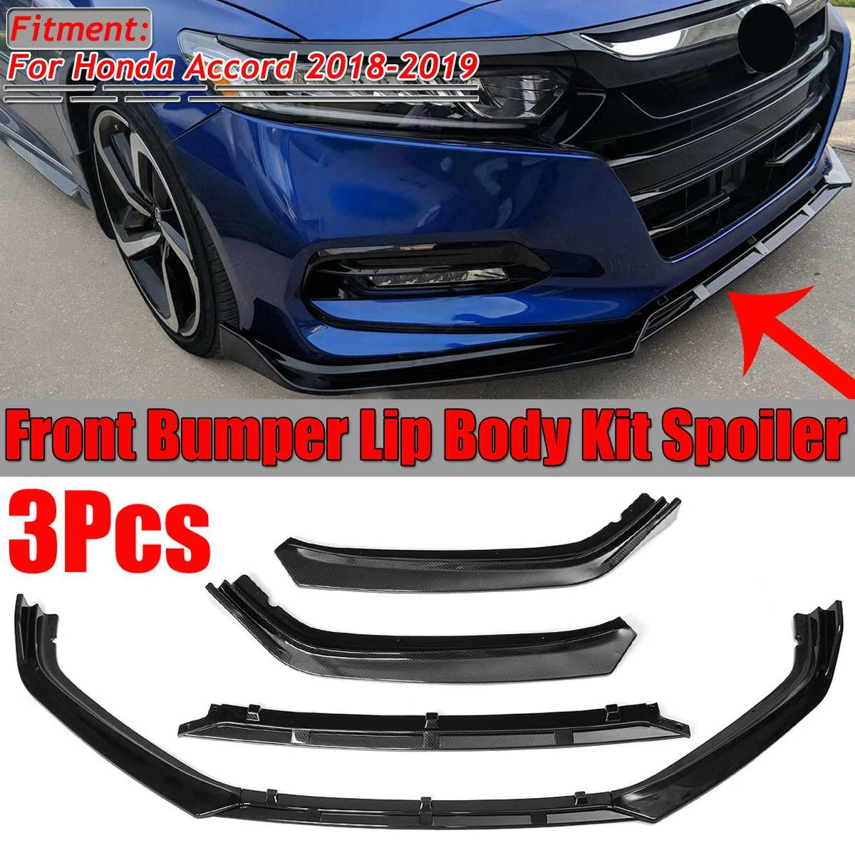 

Carbon Fiber Look 3pcs Car Front Bumper Splitter Lip Diffuser Spoiler Bumper Lip Deflector Lips For Honda For Accord 2018 2019