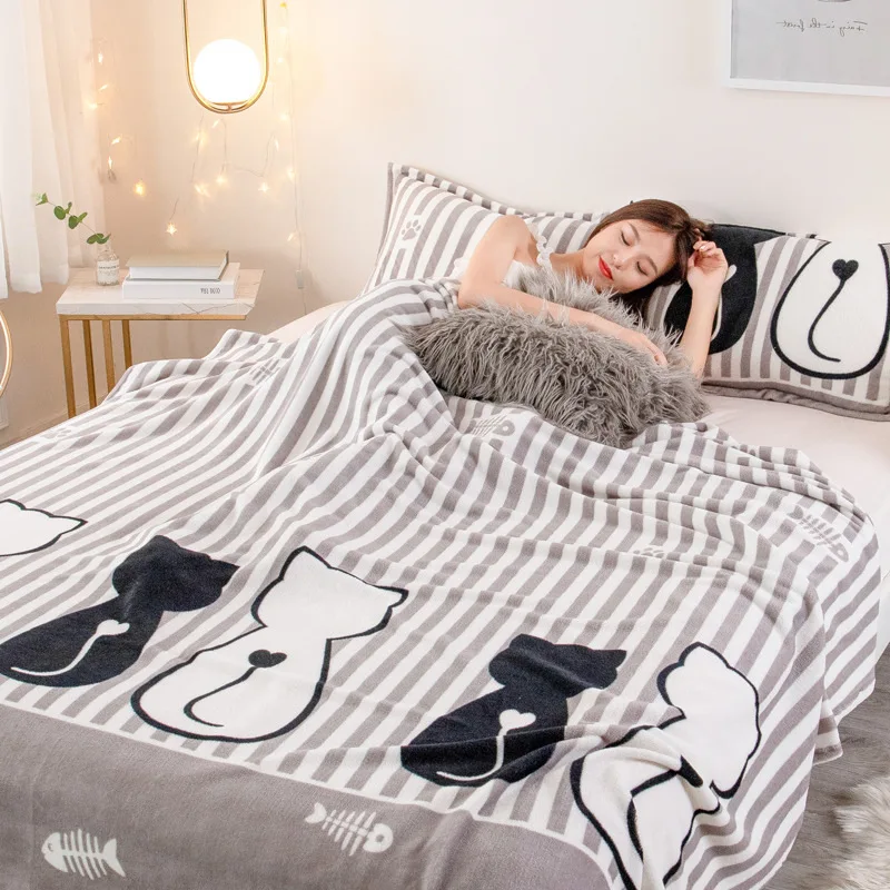 LREA Дешевое флисовое покрывало с мультяшным рисунком, Детское покрывало на кровать, покрывало для кошек, покрывало для дивана
