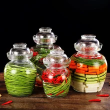Утолщенная Стеклянная банка для Маринованного солонка, прозрачные бутылки для маринованный овощ, капуста, герметичный контейнер, канистра для хранения продуктов
