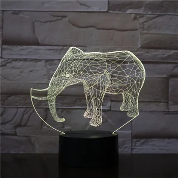 

Novelty Table Lamp Geometric Animal Elephant 3D LED Visual 7 Lighting Fixture USB Creative For Bedroom Sleep Night Light Gifts