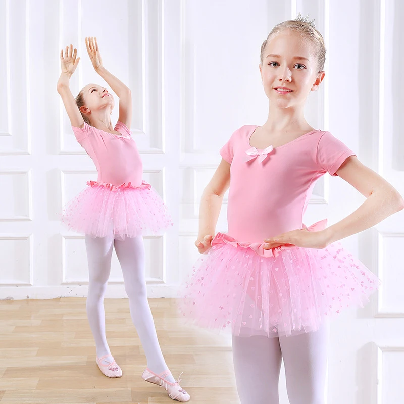 

NEW Short sleeve Children Kids Dancing Ballet Tutu Dress Girls Tulle Ballet Dancewear Dress Leotard Ballerina Dancing Clothes