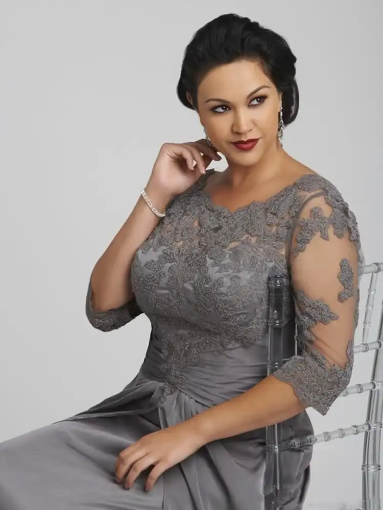 gray mother of the bride dresses plus size