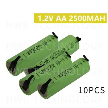 

10 Pieces/lot Original New NI-MH 1.2V AA 2500mAH ni-mh Rechargeable batteries belt welding Razor battery Free shipping