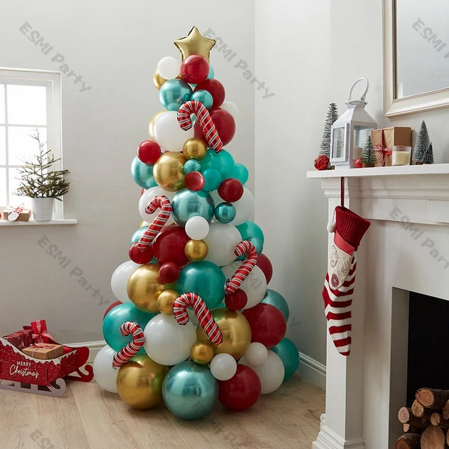 Kit d'arche de guirxiété de ballons de Noël, rouge, vert, blanc, canne en  bonbon, feuille de métal doré, ballon long, fête du Nouvel An, décoration  d'intérieur - AliExpress