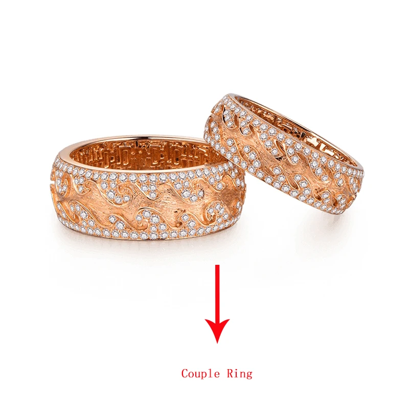 Couple ring 2.3ct BAIHE, 18 К, розовое золото, для мужчин, 1.4ct/для женщин, 0.9ct H/SI, Круглые, натуральные бриллианты, ювелирное изделие для женщин, модное, хорошее ювелирное изделие, подарок для пары, кольцо - Цвет камня: Couple ring 2.3ct