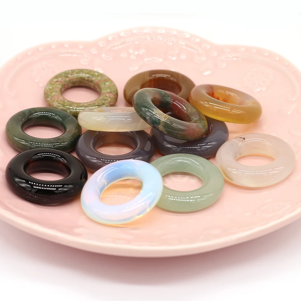 5 PCS Random Color Natural Stone Pendant Macroporous Beads DIY for Jewelry Making Necklaces Earings Accessories Gift 30x30mm