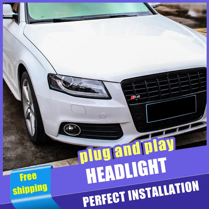 2PCS Car Style LED headlights for Audi A4 B8 2008-2012 for A4L B8 headlamp LED DRL Lens Double Beam H7 HID Xenon bi xenon lens